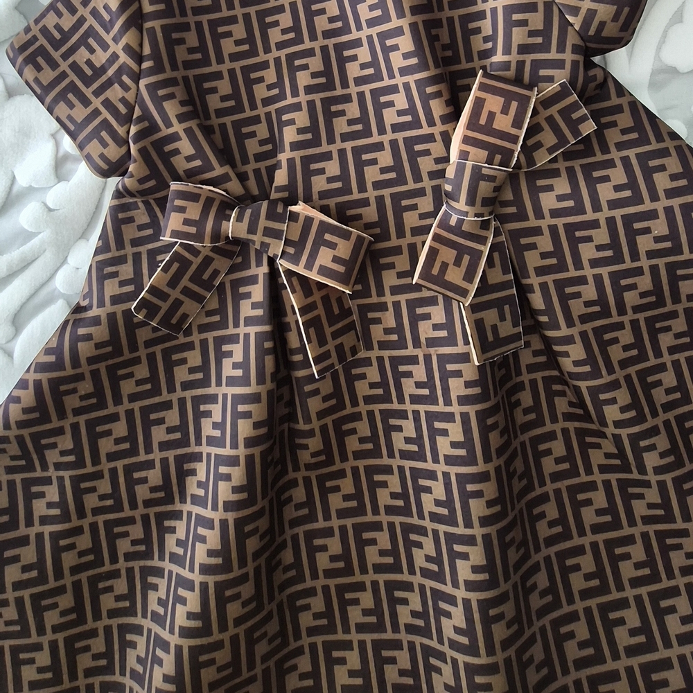Fendi Brown and Black Logo Pattern Dress